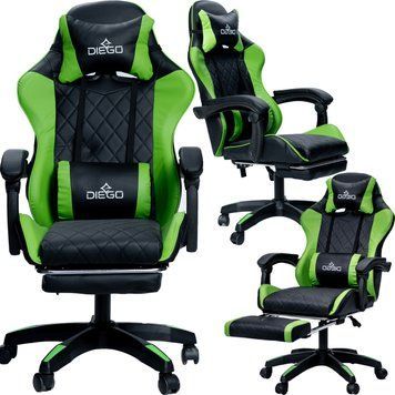 Крісло геймерське DIEGO Phantom RS Black-Green AERO-Green фото