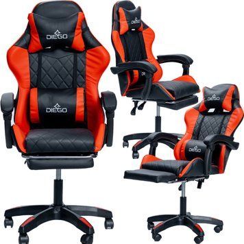 Крісло геймерське DIEGO Phantom RS Black-Red AERO-Red фото