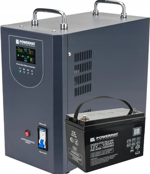 ДБЖ Powermat 3000ВА 2400Вт чиста синусоїда + акумулятор Powermat 12В 100Ач (Польша) PM1218+ фото